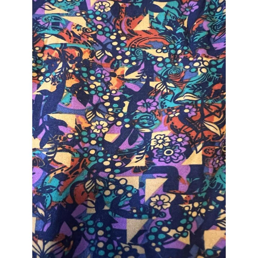 LuLaRoe Leggings Tall & Curvy TC Floral Purple Green Blue Black High Rise NWOT - Picture 3 of 7